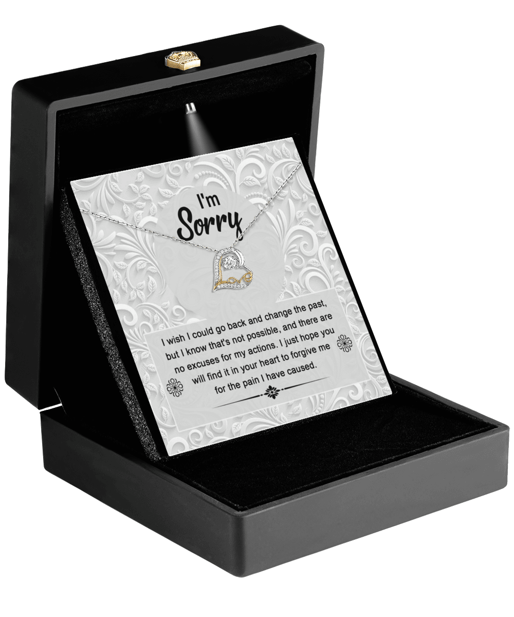 Apology Gift for Girlfriend, Wife, Soulmate - Sorry, Change The Past - Love Dancing Heart Pendant Necklace - Mallard Moon Gift Shop