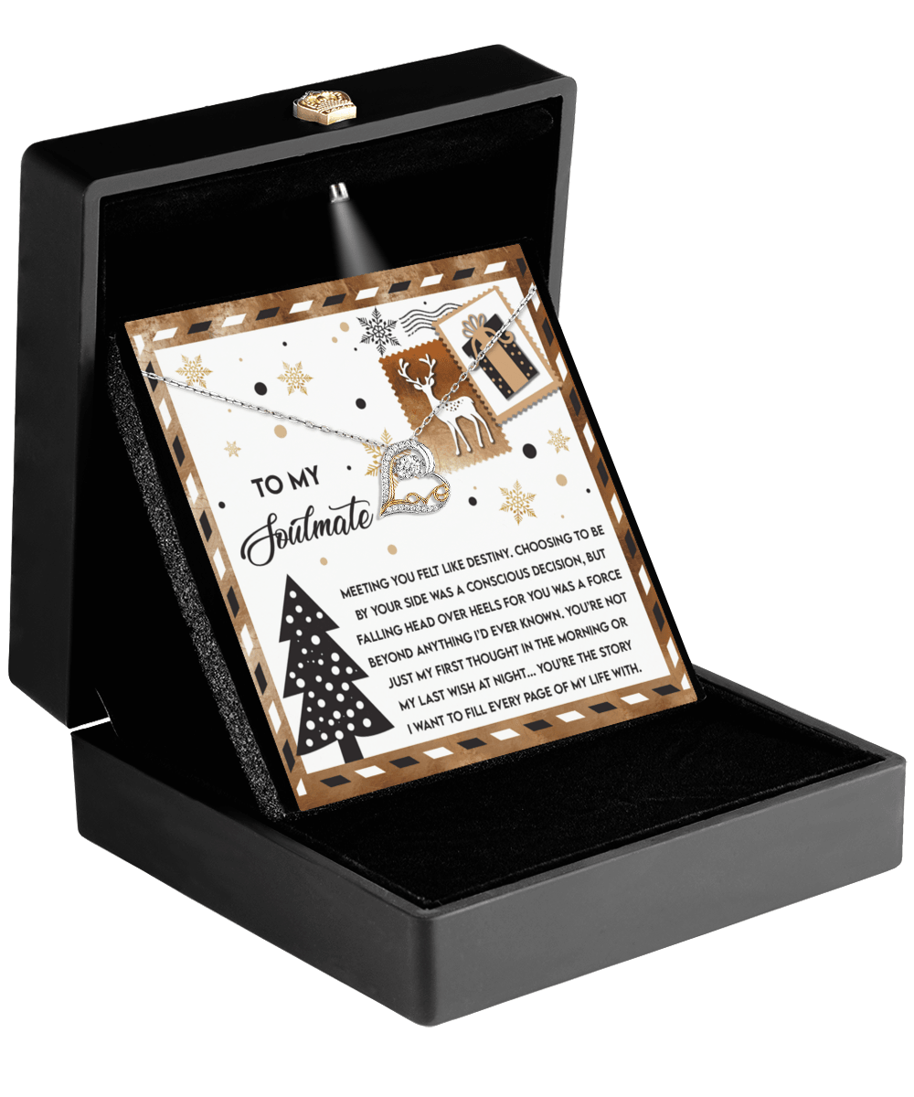 To My Soulmate Felt Like Destiny Christmas Anniversary Heart Pendant Necklace for Wife Girlfriend Jewelry - Mallard Moon Gift Shop