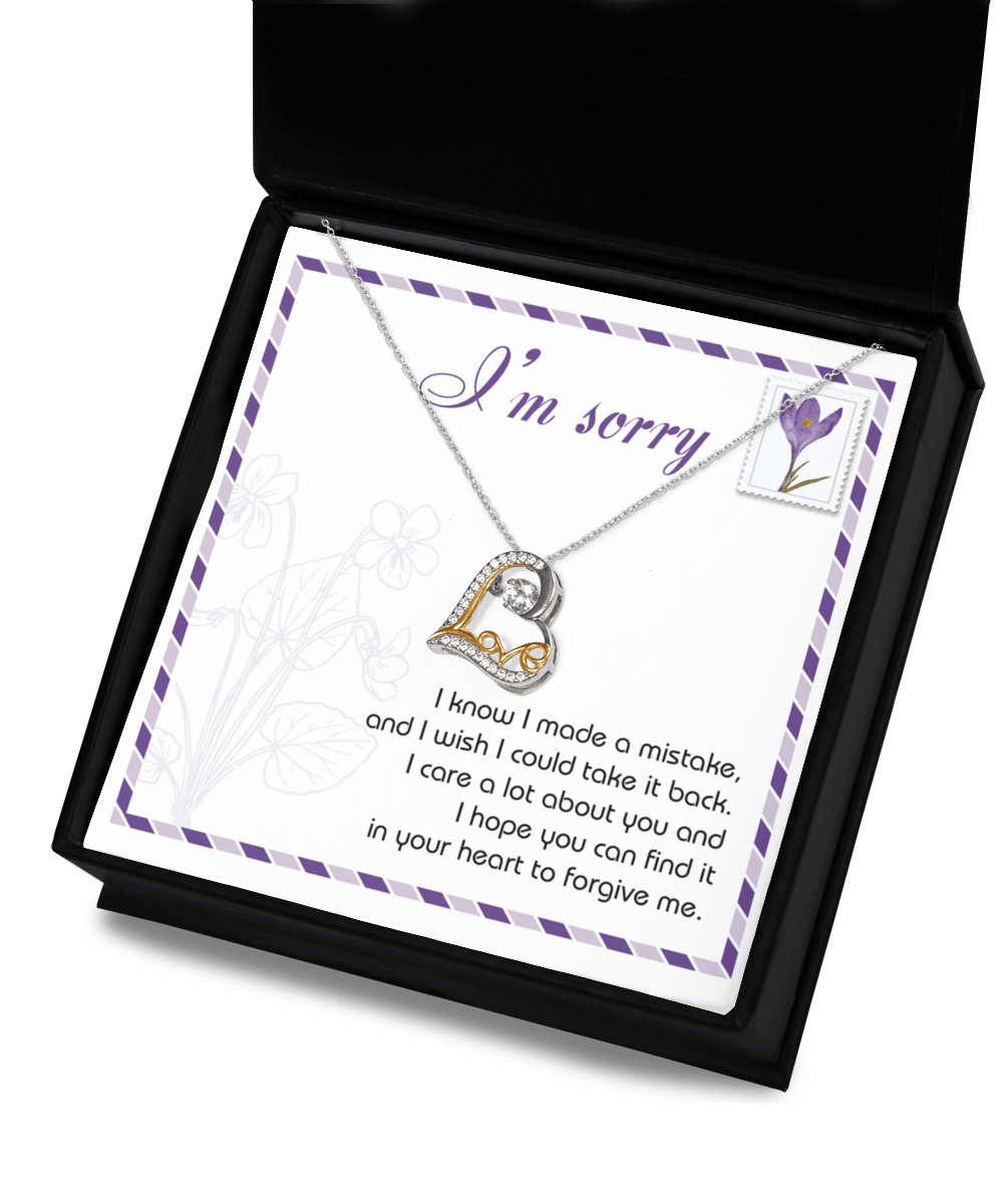 Gift for Girlfriend, Wife - Sorry, Take It Back - Love Heart Pendant Necklace - Mallard Moon Gift Shop