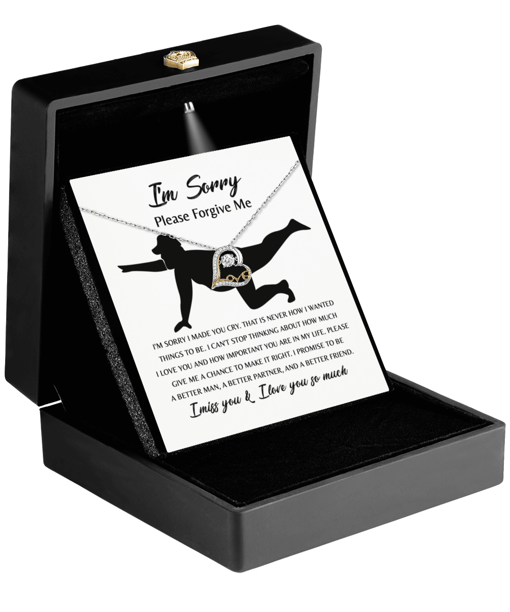 Apology Gift for Girlfriend, Wife, Soulmate - Sorry, Things To Be - Love Dancing Heart Pendant Necklace - Mallard Moon Gift Shop