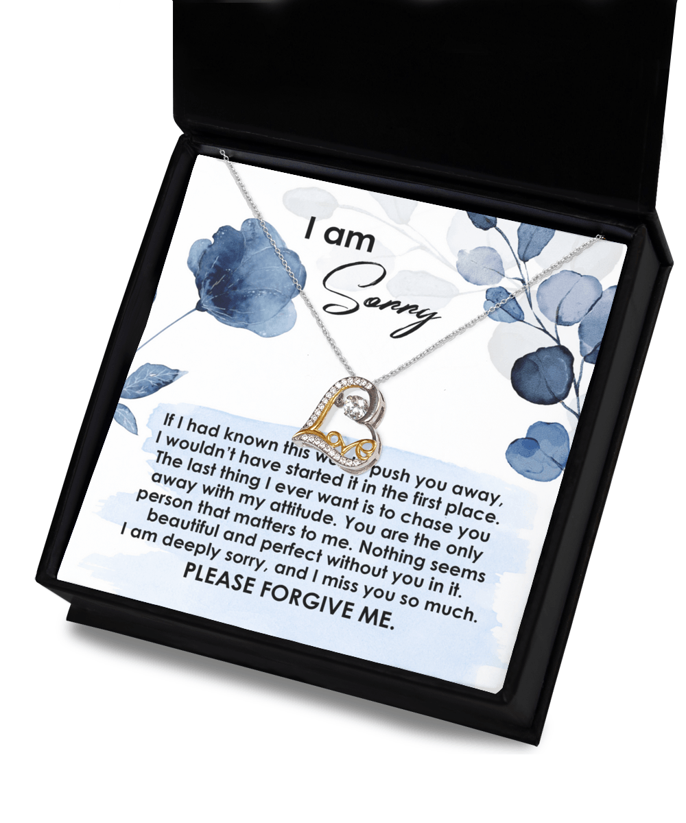 Apology Gift for Girlfriend, Wife, Soulmate - Sorry, Push You Away - Love Dancing Heart Pendant Necklace - Mallard Moon Gift Shop