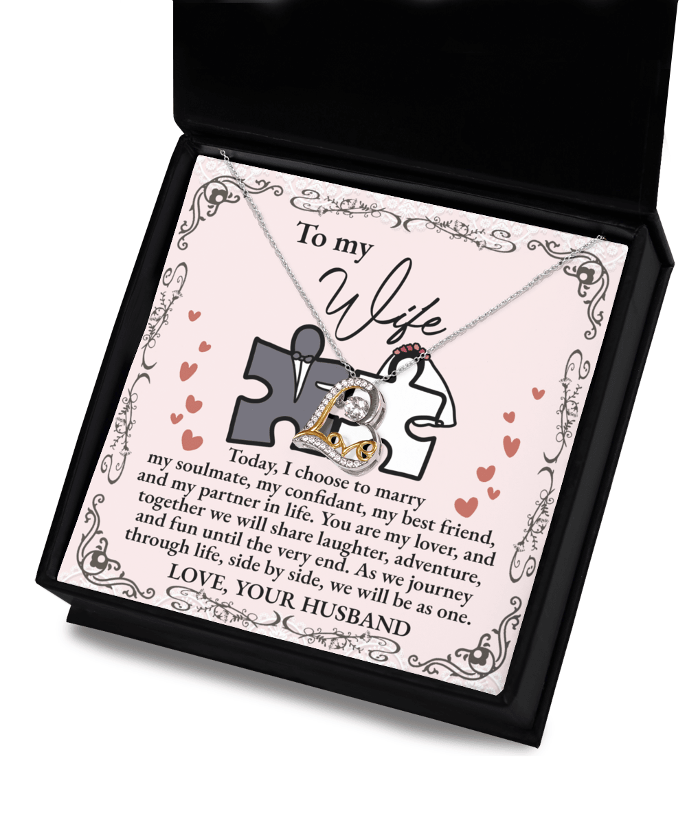 Wife Wedding Day Gift We Will Be As One Love Dancing Heart Pendant Necklace Bride Gift from Groom - Mallard Moon Gift Shop