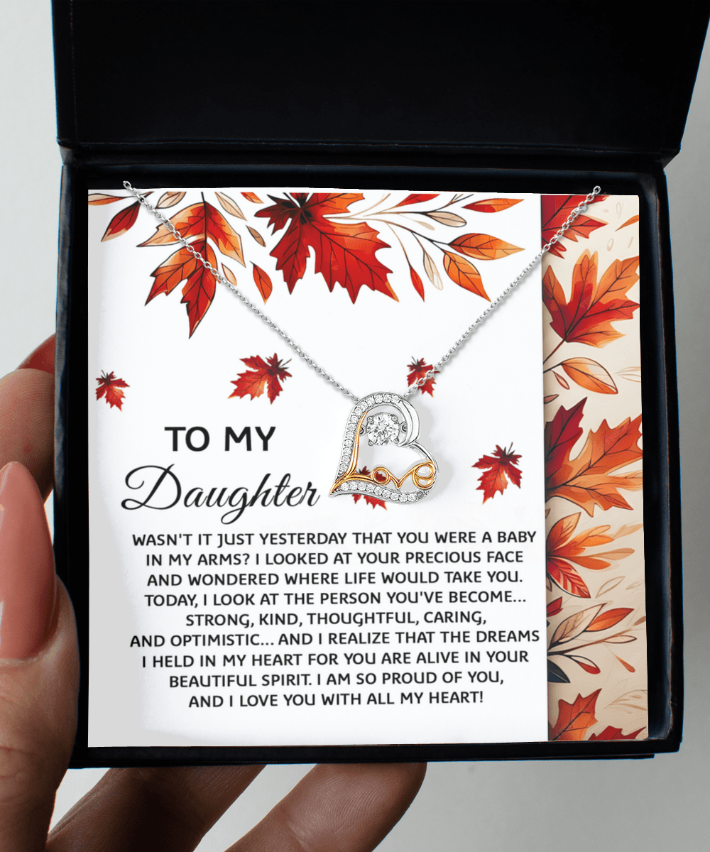 Daughter Birthday, Graduation, Christmas Gift - You Were A Baby - Love Dancing Heart Pendant Necklace - Mallard Moon Gift Shop