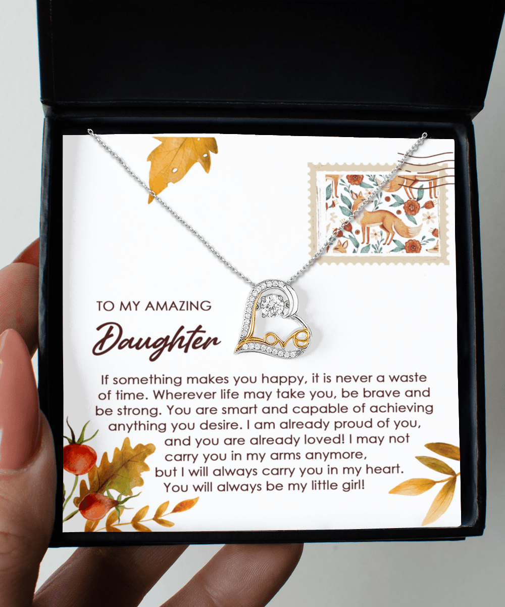 Daughter Birthday, Graduation, Christmas Gift - Makes You Happy - Love Dancing Heart Pendant Necklace - Mallard Moon Gift Shop