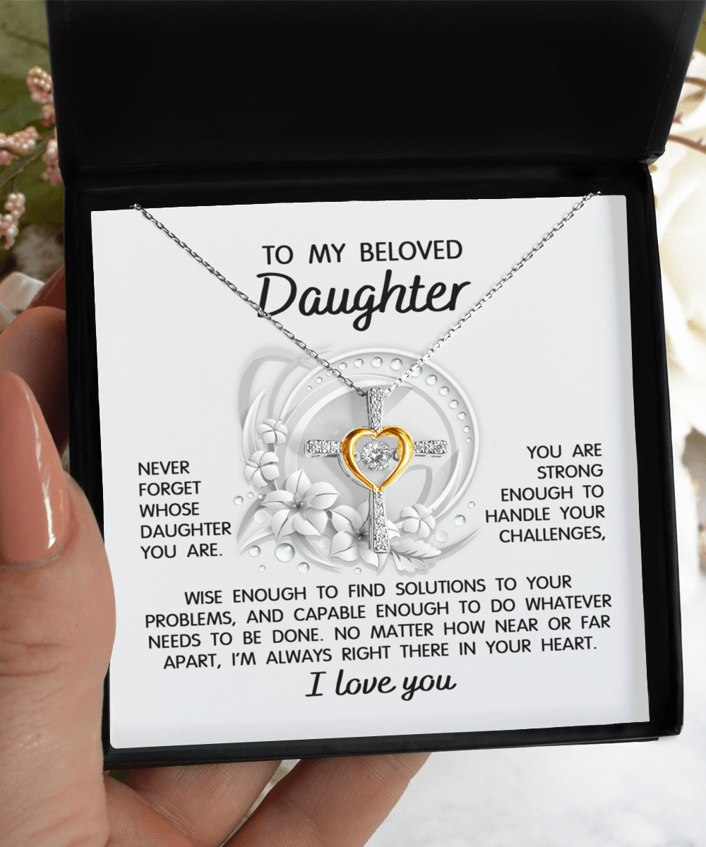 Daughter - I'm Always in Your Heart -Cross Pendant Necklace Wedding Birthday Graduation Gift - Mallard Moon Gift Shop