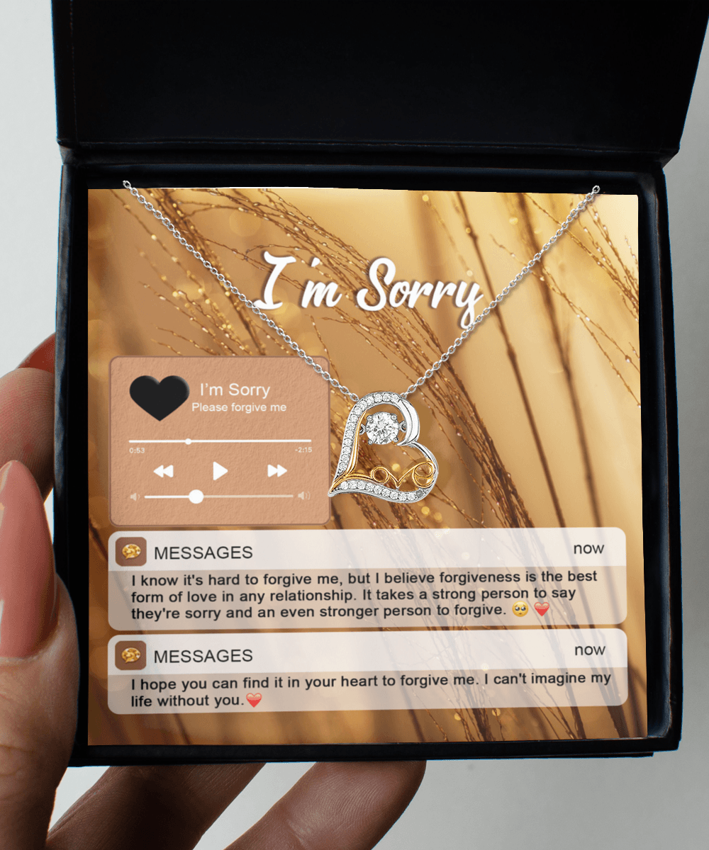 Apology Gift for Girlfriend, Wife, Soulmate - Sorry, Person To Forgive - Love Heart Pendant Necklace - Mallard Moon Gift Shop