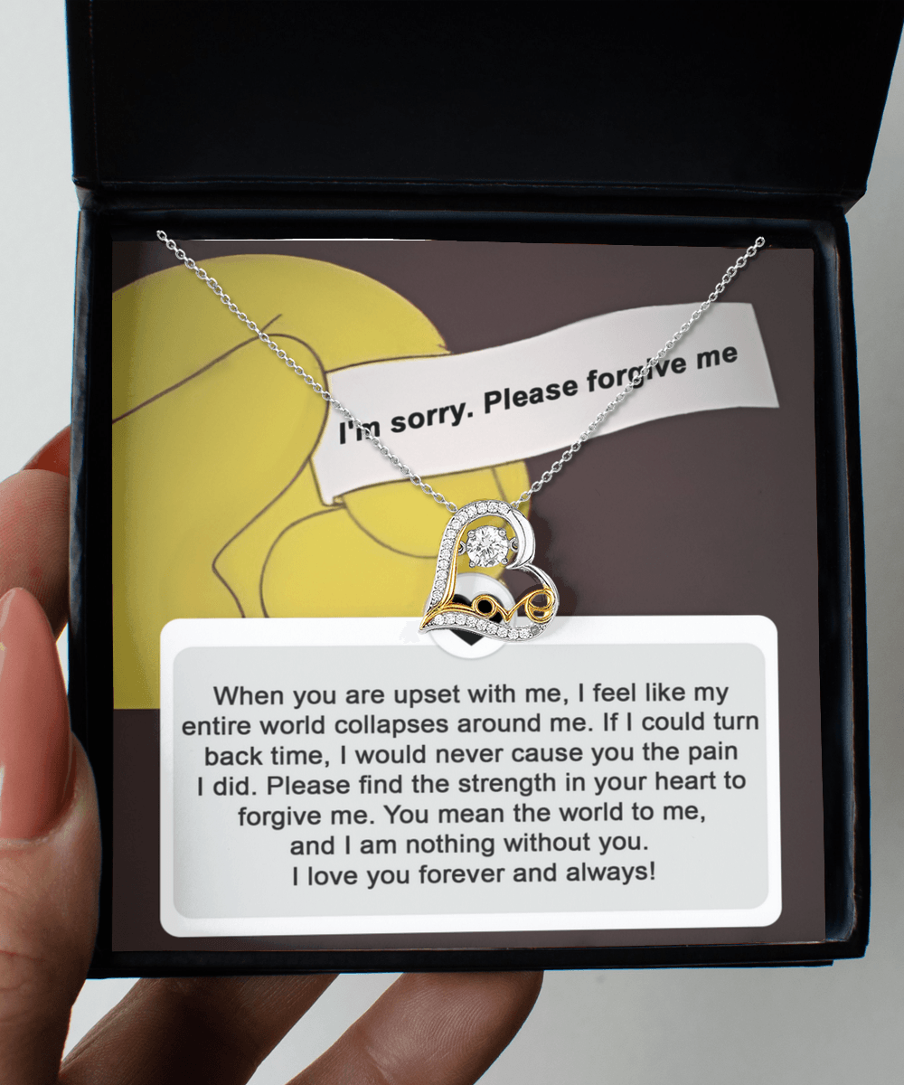 Apology Gift for Girlfriend, Wife, Soulmate - Sorry, Nothing Without You - Love Heart Pendant Necklace - Mallard Moon Gift Shop