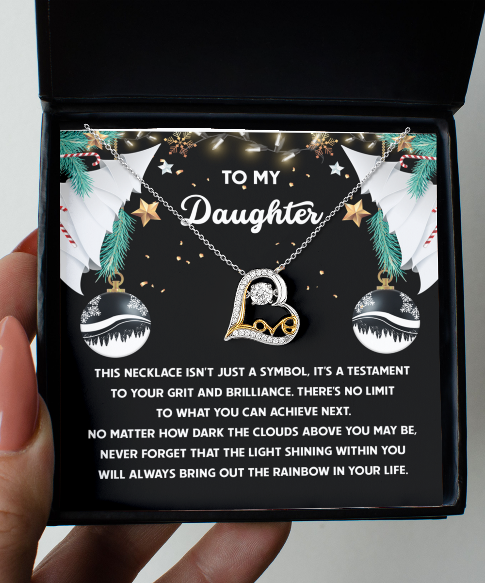 Daughter Christmas Present - The Rainbow - Love Dancing Heart Pendant Necklace - Mallard Moon Gift Shop
