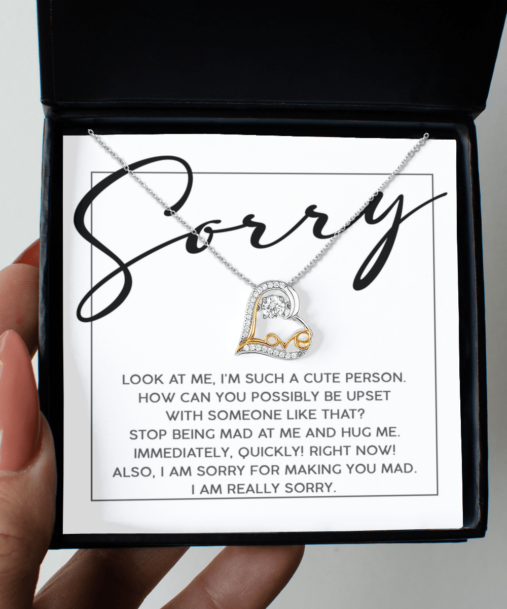 Apology Gift for Girlfriend, Wife, Soulmate - Sorry, Someone Like That - Love Dancing Heart Pendant Necklace - Mallard Moon Gift Shop