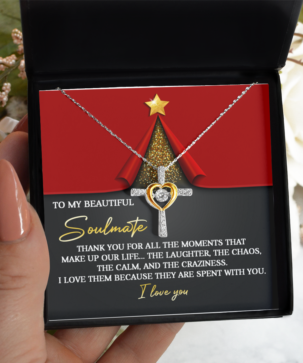 Soulmate, Wife, Girlfriend Romantic Gift - The Moments - Dancing Cross Pendant Necklace - Mallard Moon Gift Shop