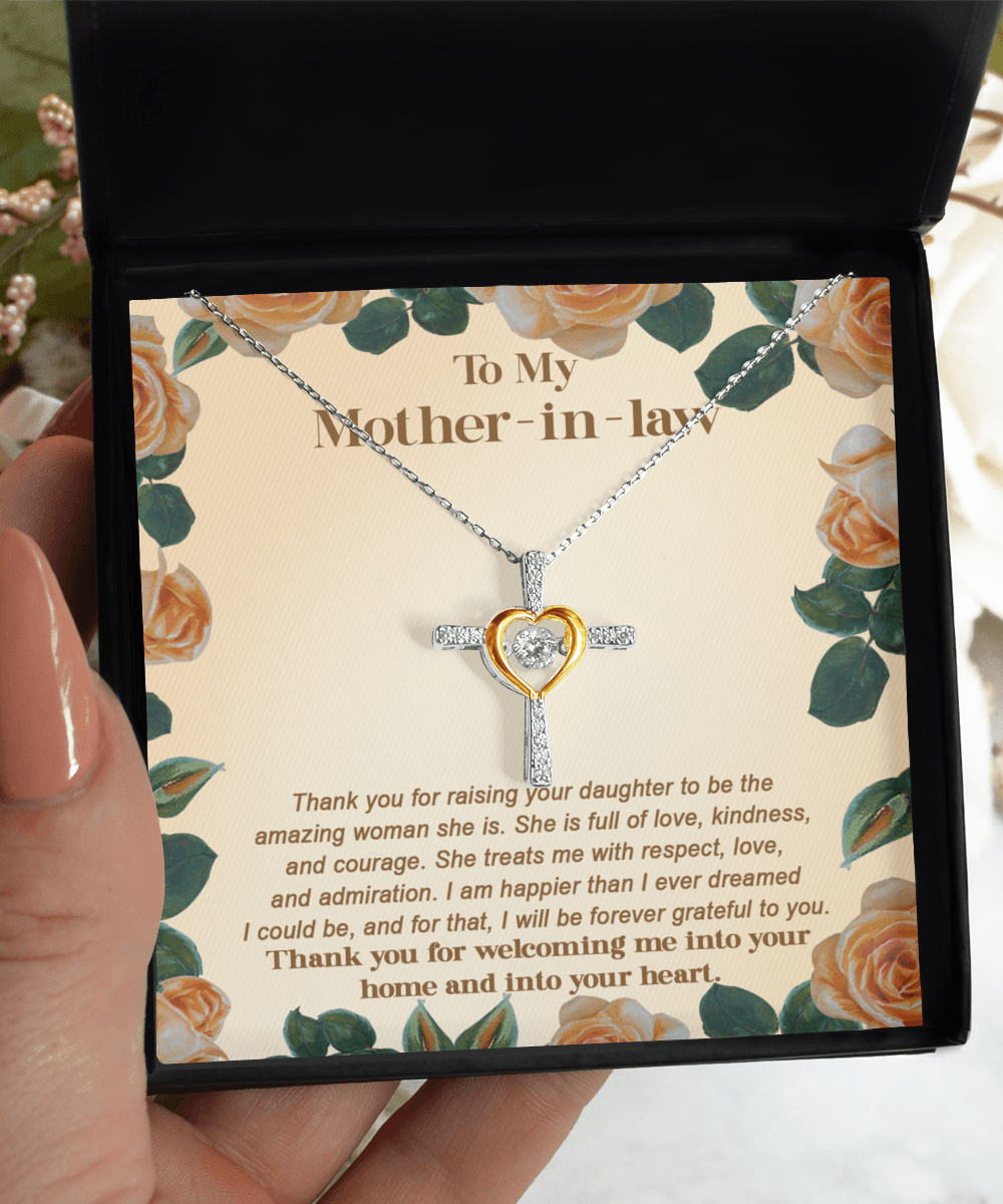 Gift for Mother-in-Law Thank You for Raising an Amazing Woman Cross Pendant Necklace - Mallard Moon Gift Shop