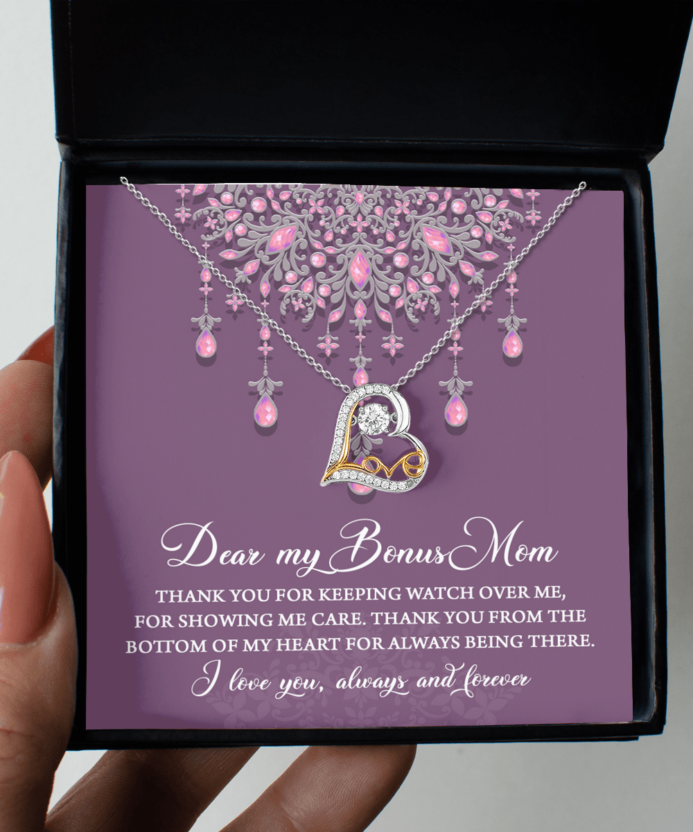 Dear Bonus Mom Thank You for Always Being There Heart Pendant Necklace - Mallard Moon Gift Shop