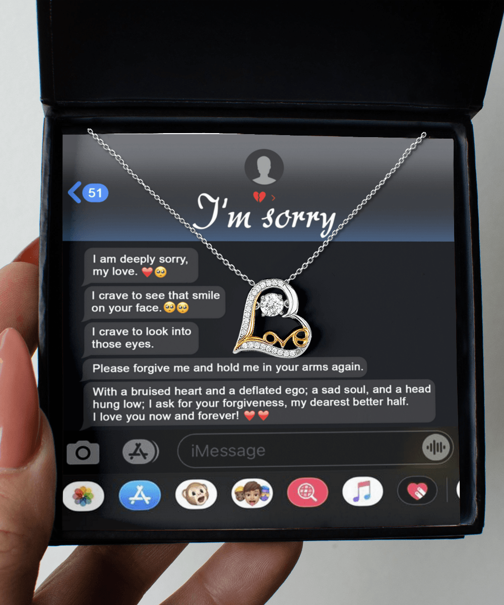 Apology Gift for Girlfriend, Wife, Soulmate - Sorry, Rebuild Our Connection - Love Heart Pendant Necklace - Mallard Moon Gift Shop
