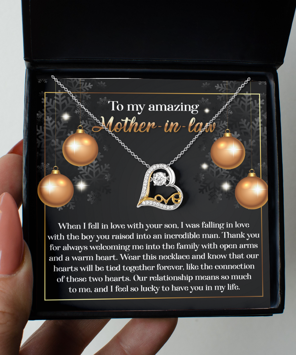 To My Amazing Mother-in-law - These Two Hearts - Love Dancing Heart Pendant Necklace - Mallard Moon Gift Shop
