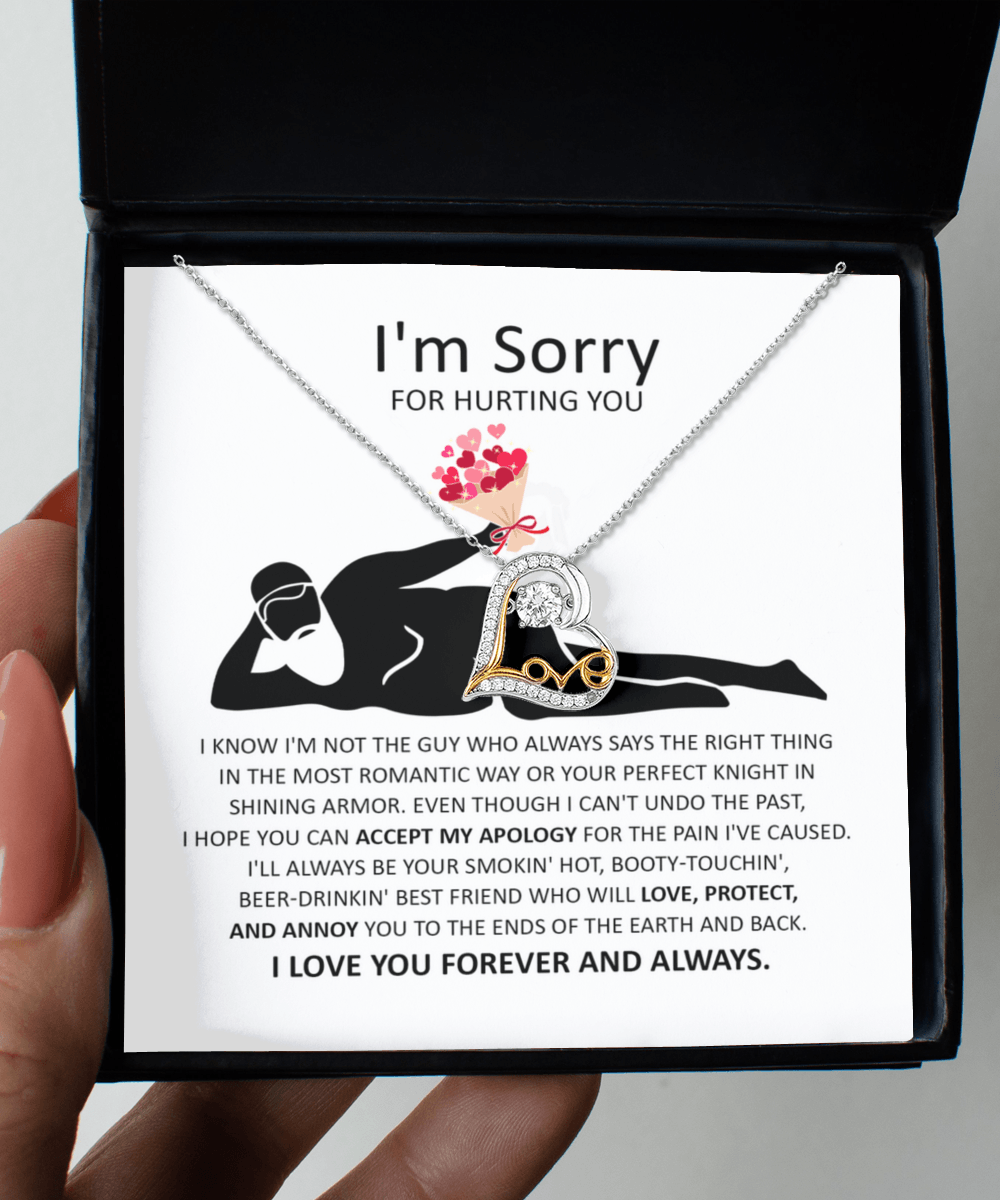 Apology Gift for Girlfriend, Wife, Soulmate - Sorry, The Most Romantic - Love Dancing Heart Pendant Necklace - Mallard Moon Gift Shop
