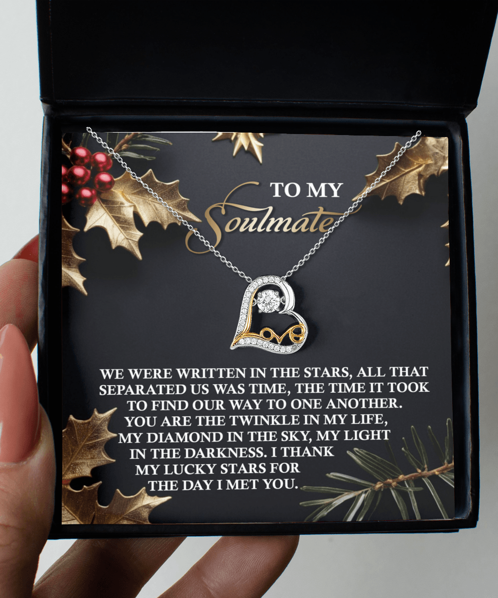To My Soulmate - We Were Written In The Stars Romantic Christmas Anniversary Heart Pendant Necklace for Wife Girlfriend Jewelry - Mallard Moon Gift Shop