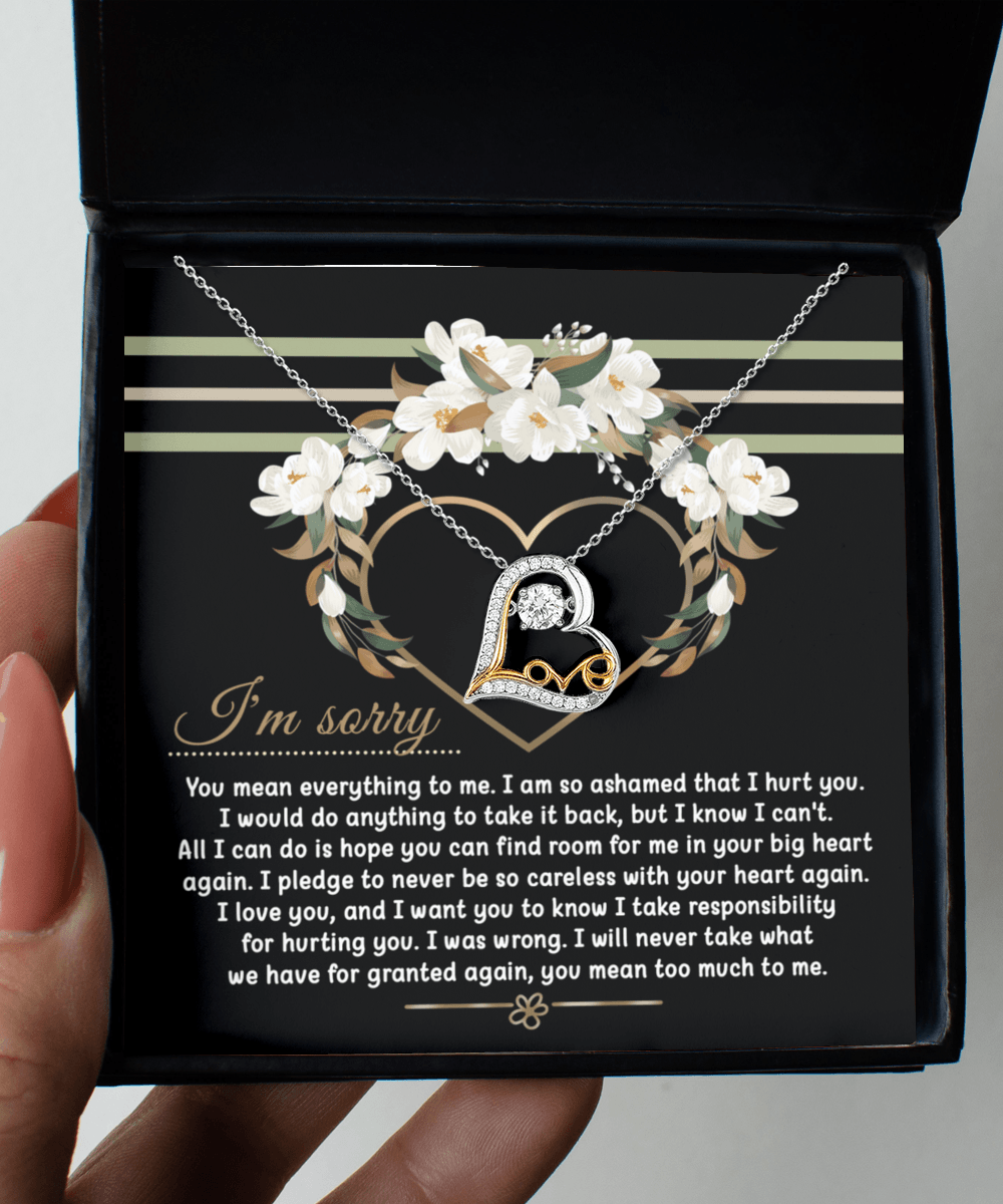 Apology Gift for Girlfriend, Wife, Soulmate - Sorry, Big Heart - Love Dancing Heart Pendant Necklace - Mallard Moon Gift Shop