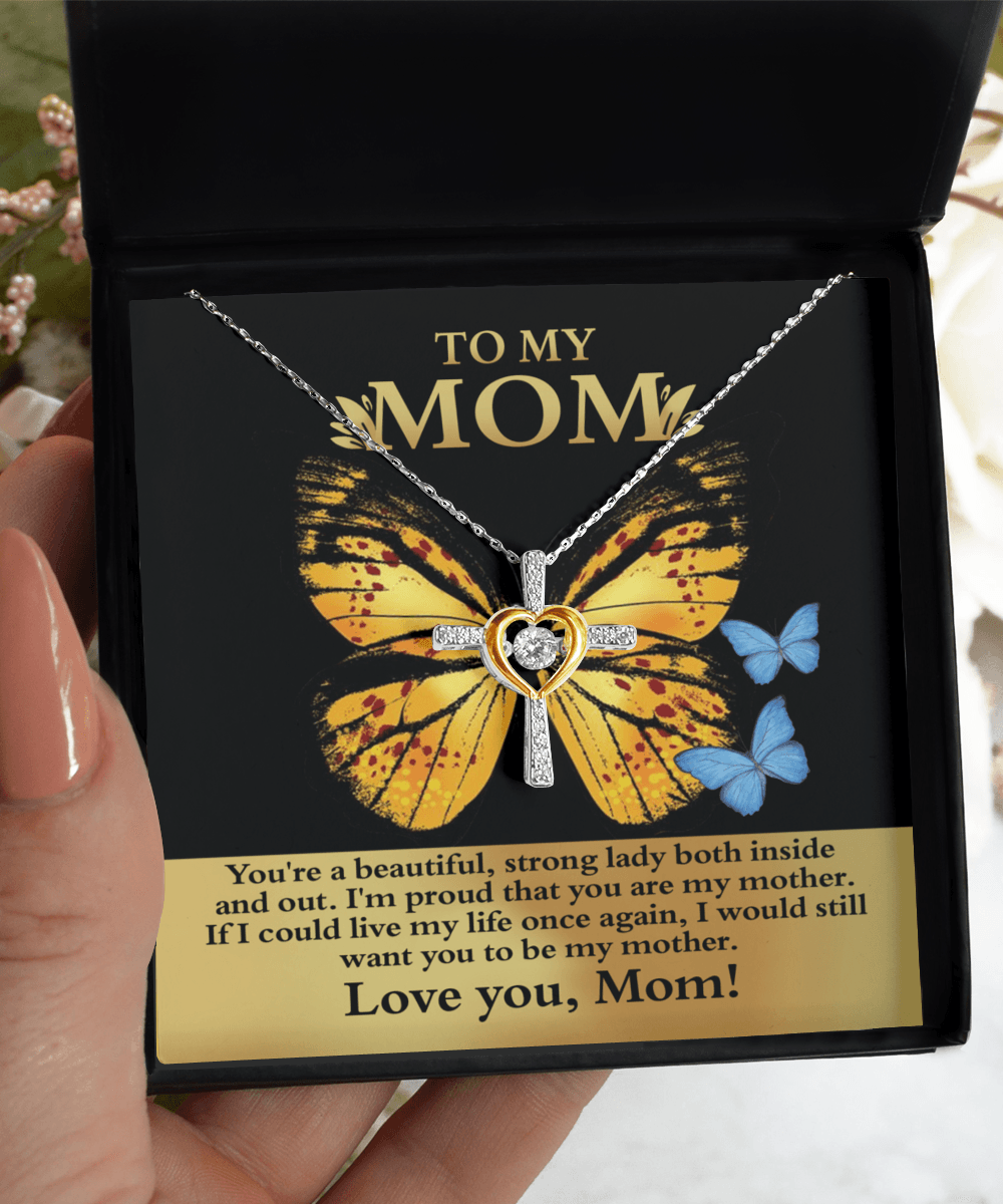 Gift for Mom You are a Strong Lady, I'm Proud of You Cross Pendant Necklace - Mallard Moon Gift Shop
