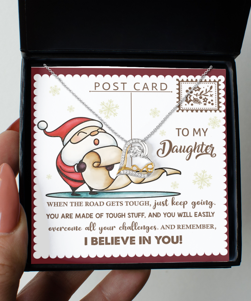 Gift for Daughter - Keep Going - Love Dancing Heart Pendant Necklace - Mallard Moon Gift Shop