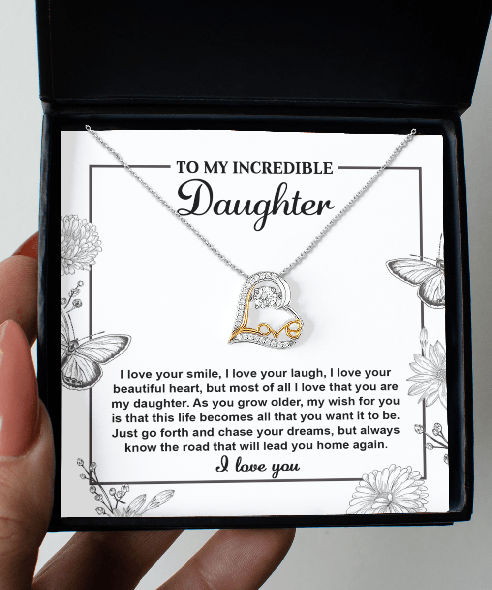 Gift for Daughter with Inspirational Message -I Love Your Smile - Lead You Home Love Heart Necklace - Mallard Moon Gift Shop