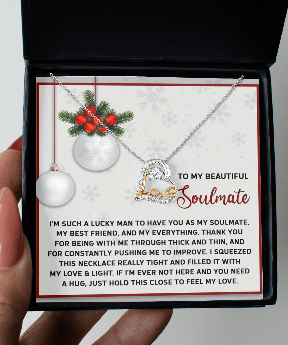 To My Beautiful Soulmate, My Best Friend, My Everything Romantic Christmas Anniversary Heart Pendant Necklace for Wife Girlfriend Jewelry - Mallard Moon Gift Shop