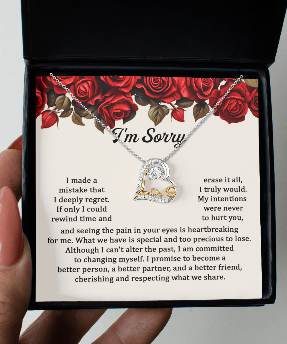 Apology Gift for Girlfriend, Wife - Sorry, Precious To Lose - Love Heart Pendant Necklace - Mallard Moon Gift Shop