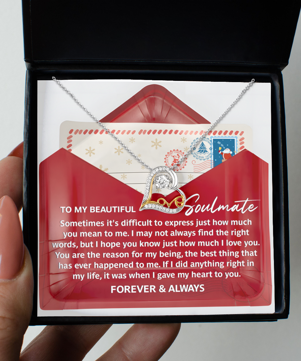 Gift for Soulmate - Right Words - Love Dancing Heart Pendant Necklace - Mallard Moon Gift Shop