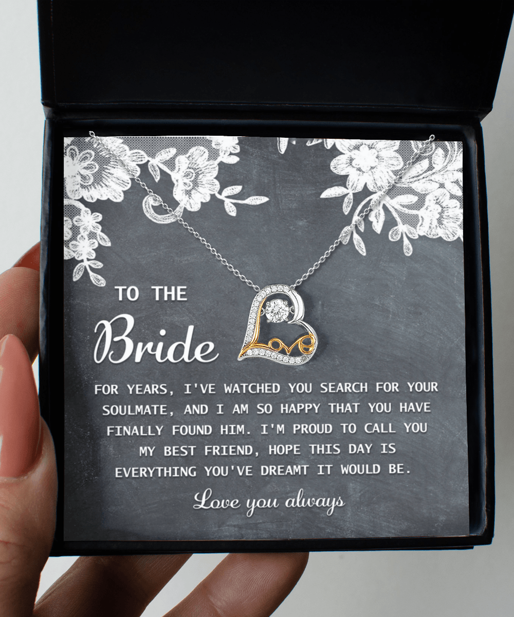 Bride Wedding Day Gift - My Best Friend - Love Dancing Heart Pendant Necklace - Mallard Moon Gift Shop