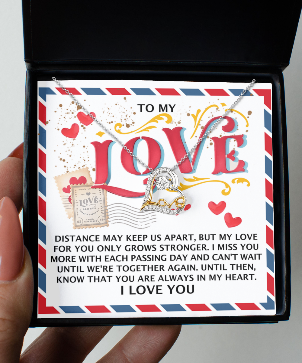 To My Love - Love Dancing Heart Necklace – A Heartfelt Gift for Long-Distance Relationships - Mallard Moon Gift Shop