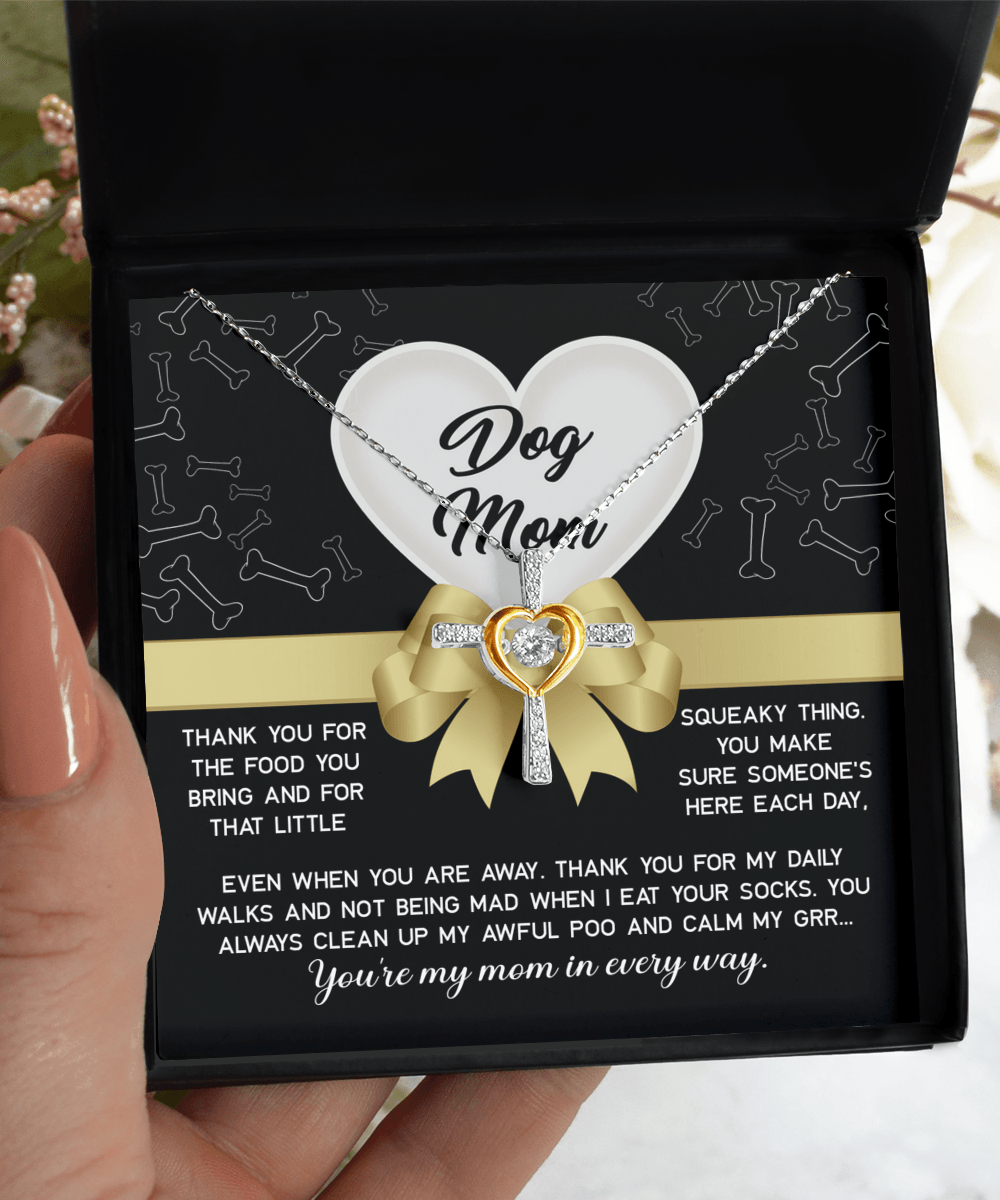 Dear Dog Mom Thank You For That Squeaky Thing Cross Pendant Necklace - Mallard Moon Gift Shop