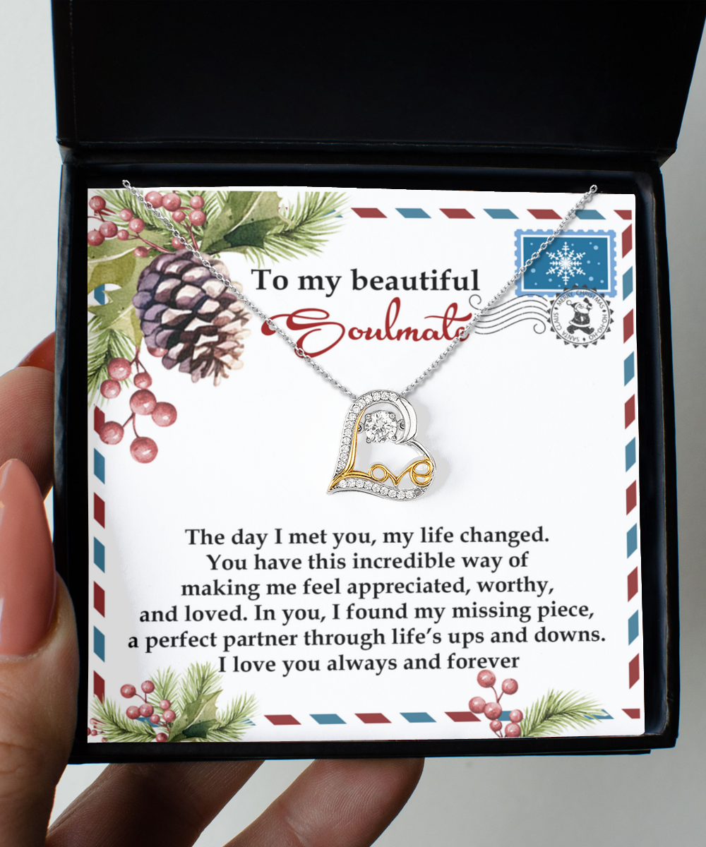 Gift for Soulmate - Perfect Partner - Love Dancing Heart Pendant Necklace - Mallard Moon Gift Shop