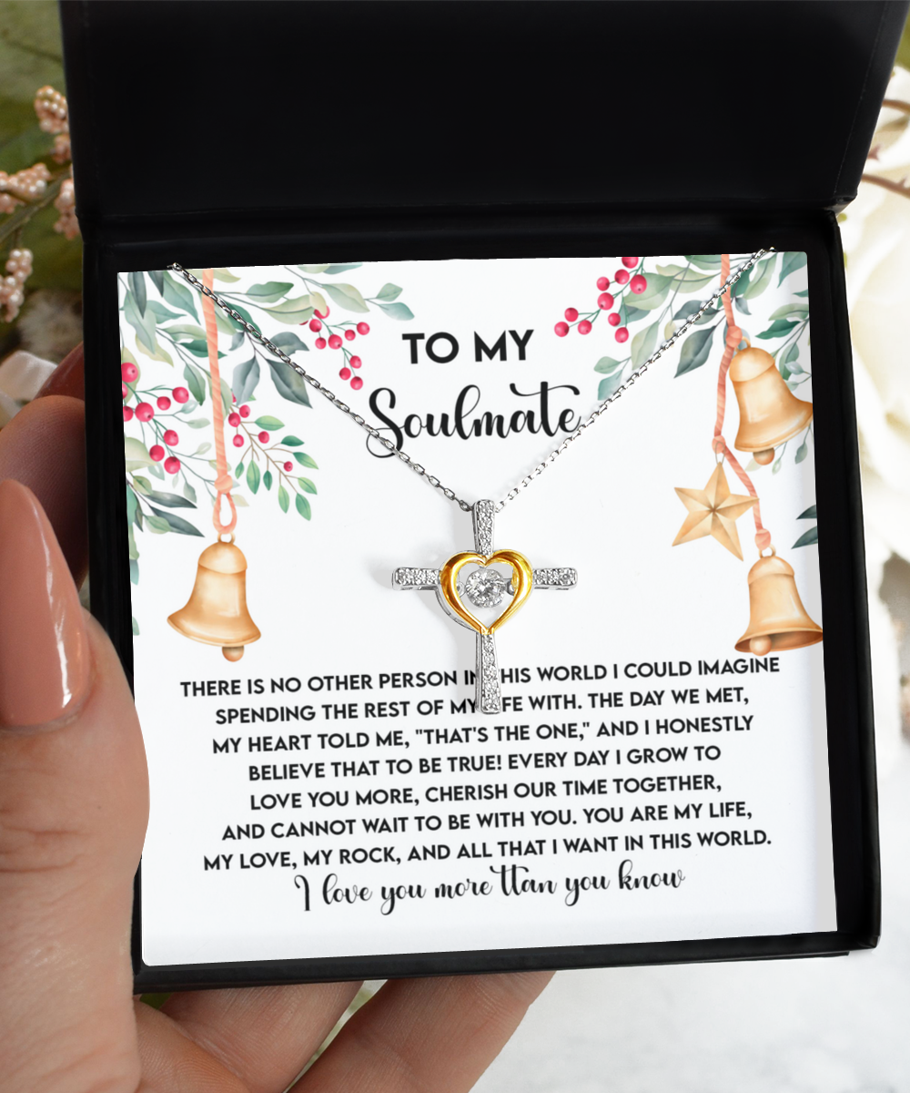 To My Soulmate You Are My Life, My Rock, My Love Dancing Cross Pendant Necklace - Mallard Moon Gift Shop
