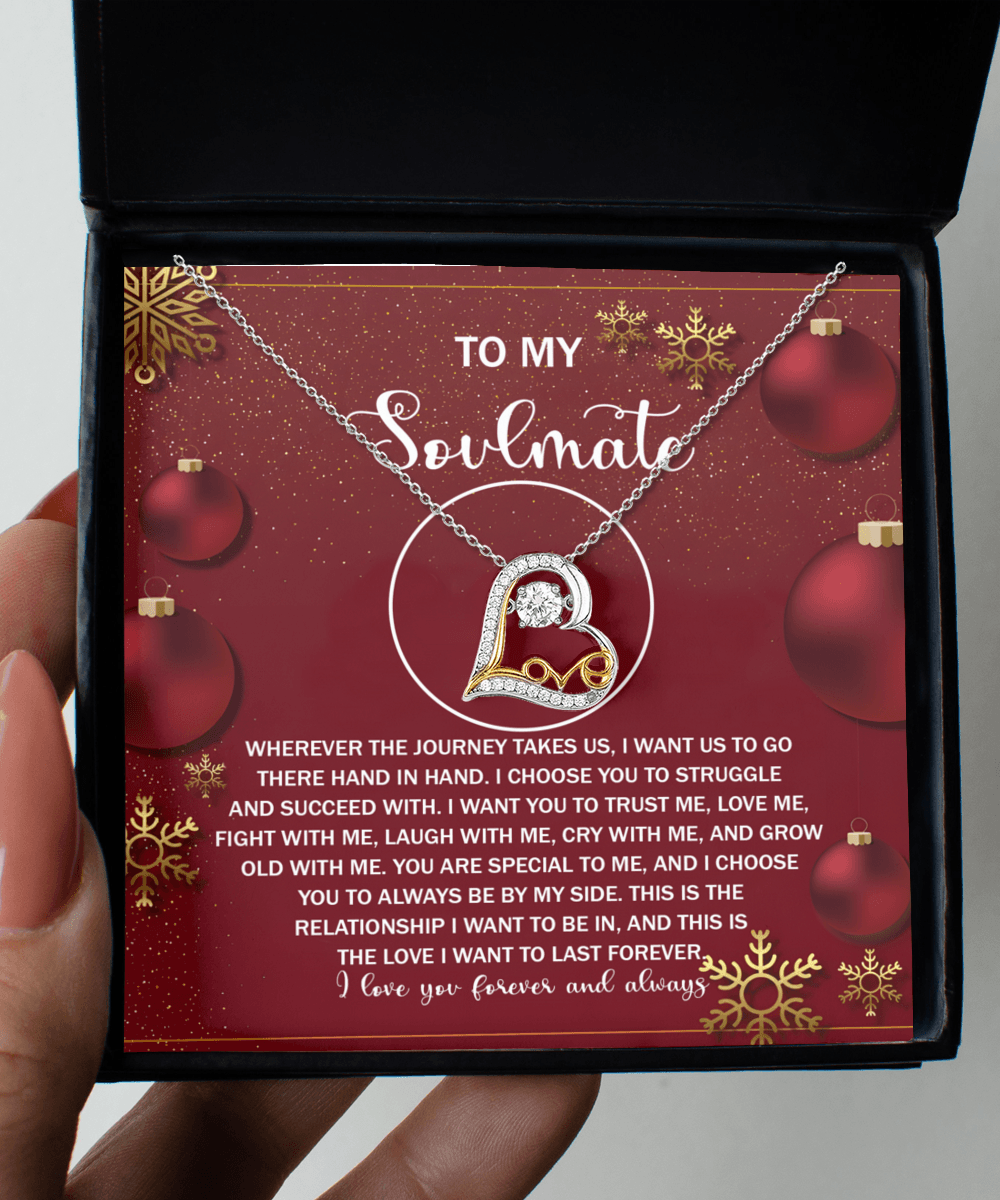To My Soulmate Our Love will Last Forever Christmas Anniversary Heart Pendant Necklace for Wife Girlfriend Jewelry - Mallard Moon Gift Shop