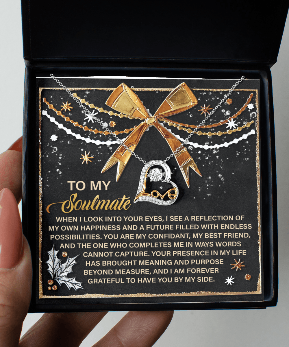 To My Soulmate Forever Grateful By My Side Christmas Anniversary Heart Pendant Necklace for Wife Girlfriend Jewelry - Mallard Moon Gift Shop