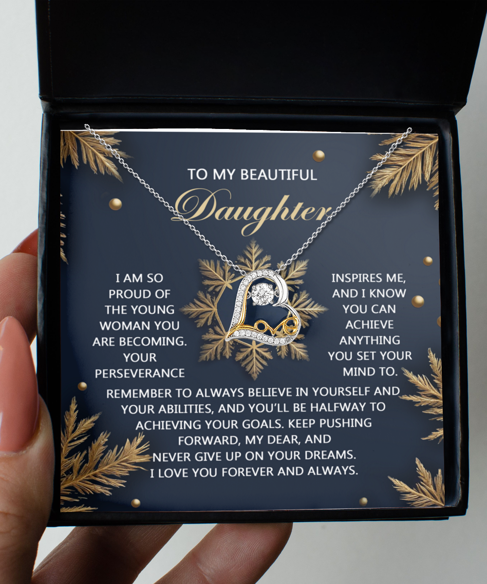 Daughter Gift - On Your Dreams - Love Dancing Heart Pendant Necklace - Mallard Moon Gift Shop