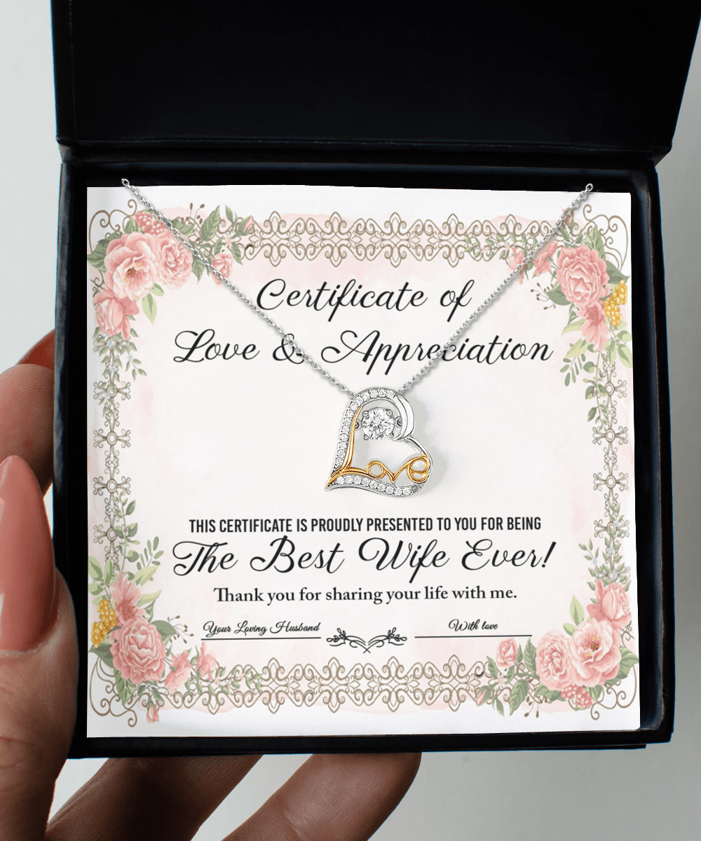 Wife Wedding Day, Anniversary, Birthday Gift - Love & Appreciation - Love Dancing Heart Pendant Necklace - Mallard Moon Gift Shop
