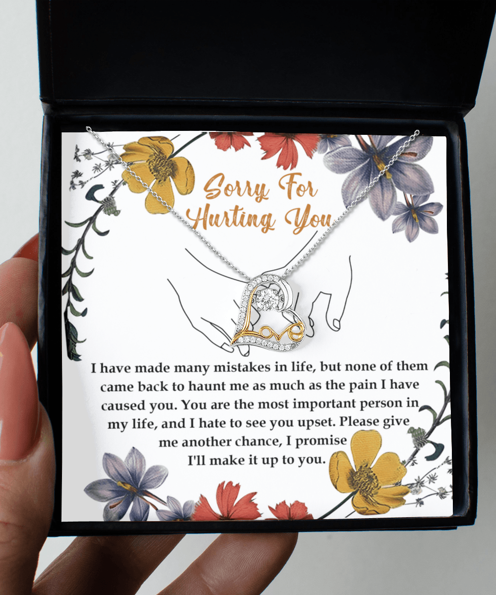 Apology Gift for Girlfriend, Wife, Soulmate- Sorry, Haunt Me - Love Dancing Heart Pendant Necklace - Mallard Moon Gift Shop