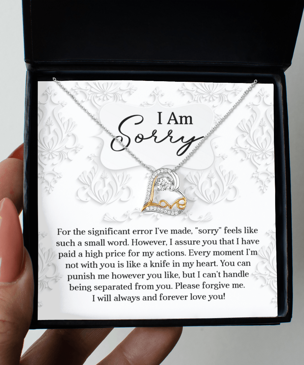 Apology Gift for Girlfriend, Wife, Soulmate - Sorry, Forever Love You - Love Dancing Heart Pendant Necklace - Mallard Moon Gift Shop
