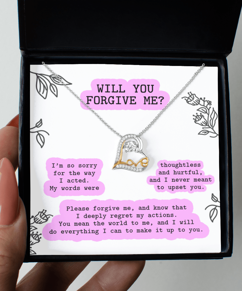 Apology Gift for Girlfriend, Wife, Soulmate - Sorry, Never Meant To Upset You - Love Dancing Heart Pendant Necklace - Mallard Moon Gift Shop