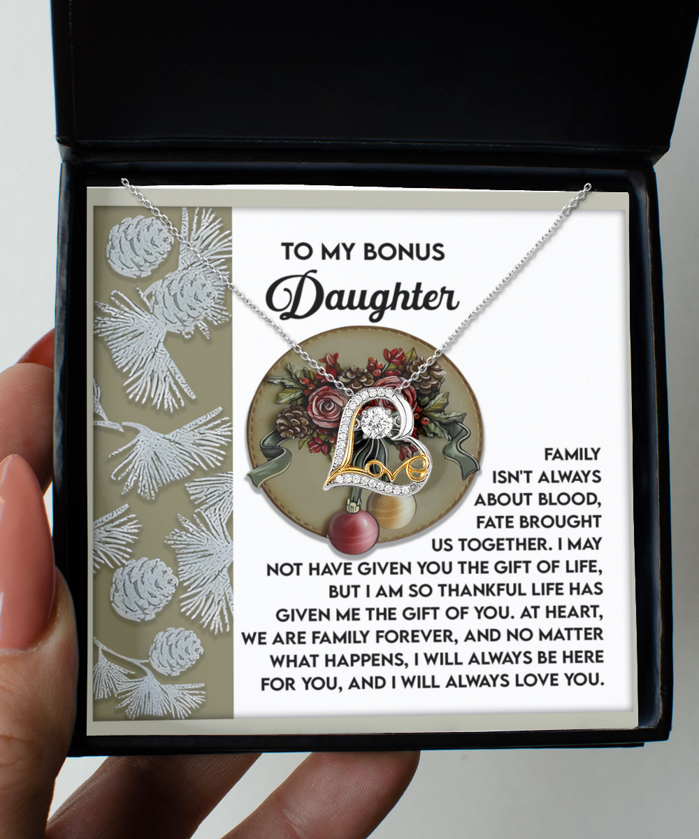 Gift for Bonus Daughter - Gift Of You - Love Dancing Heart Pendant Necklace - Mallard Moon Gift Shop