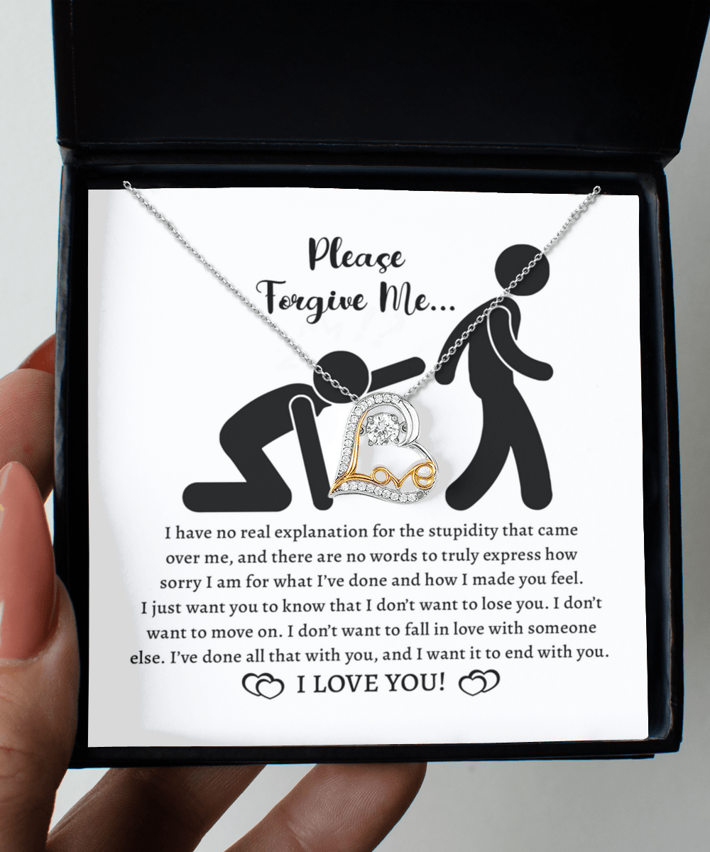 Apology Gift for Girlfriend, Wife, Soulmate - Sorry, Made You Feel - Love Dancing Heart Pendant Necklace - Mallard Moon Gift Shop