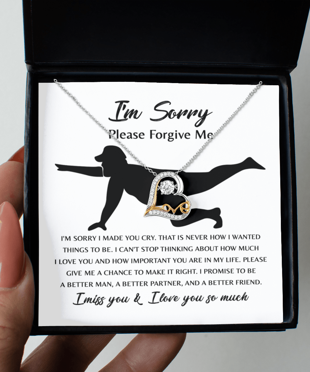 Apology Gift for Girlfriend, Wife, Soulmate - Sorry, Things To Be - Love Dancing Heart Pendant Necklace - Mallard Moon Gift Shop