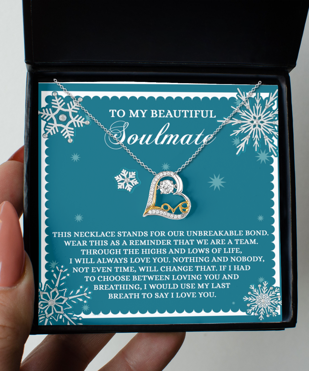Gift for Soulmate - A Team - Love Dancing Heart Pendant Necklace - Mallard Moon Gift Shop