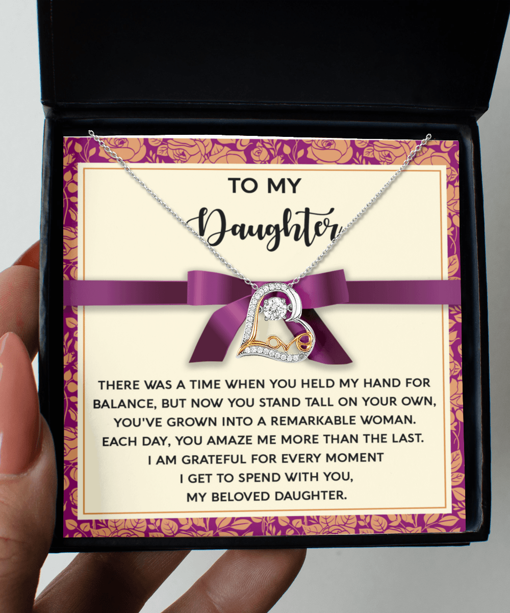 Daughter Birthday, Graduation, Christmas Gift - Moment I Spend With You - Love Dancing Heart Pendant Necklace - Mallard Moon Gift Shop
