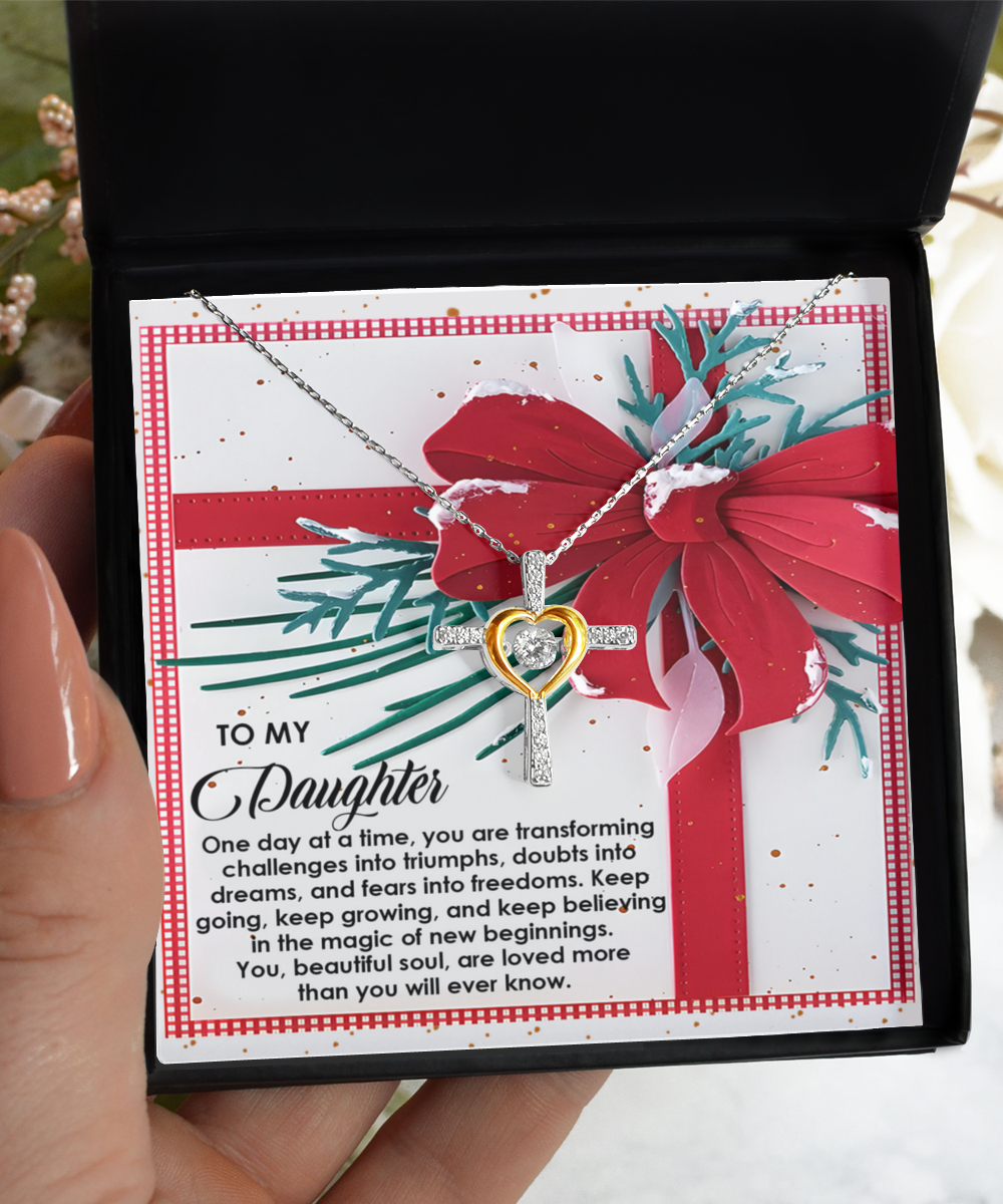 Daughter Heartfelt Gift- Beautiful Soul -  Dancing Cross Pendant Necklace - Mallard Moon Gift Shop