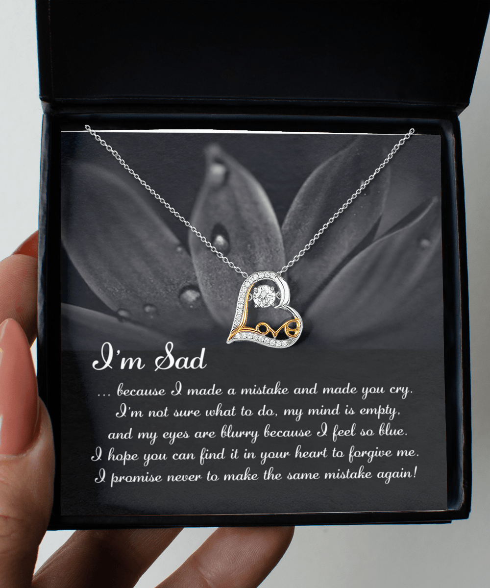 Apology Gift for Girlfriend, Wife, Soulmate - Sorry, Feel So Blue - Love Dancing Heart Pendant Necklace - Mallard Moon Gift Shop