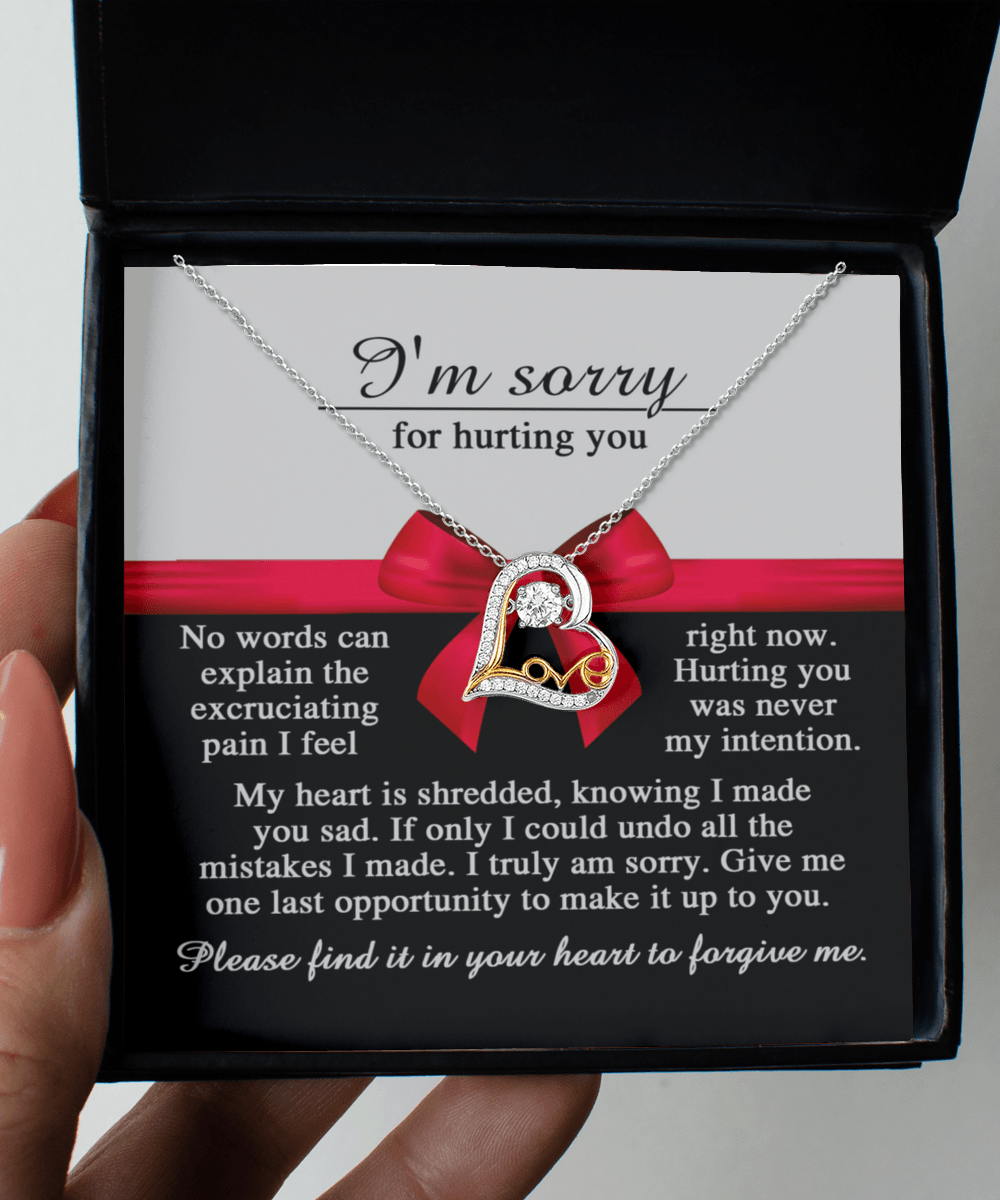 Apology Gift for Girlfriend, Wife, Soulmate - Sorry, Made You Sad - Love Dancing Heart Pendant Necklace - Mallard Moon Gift Shop