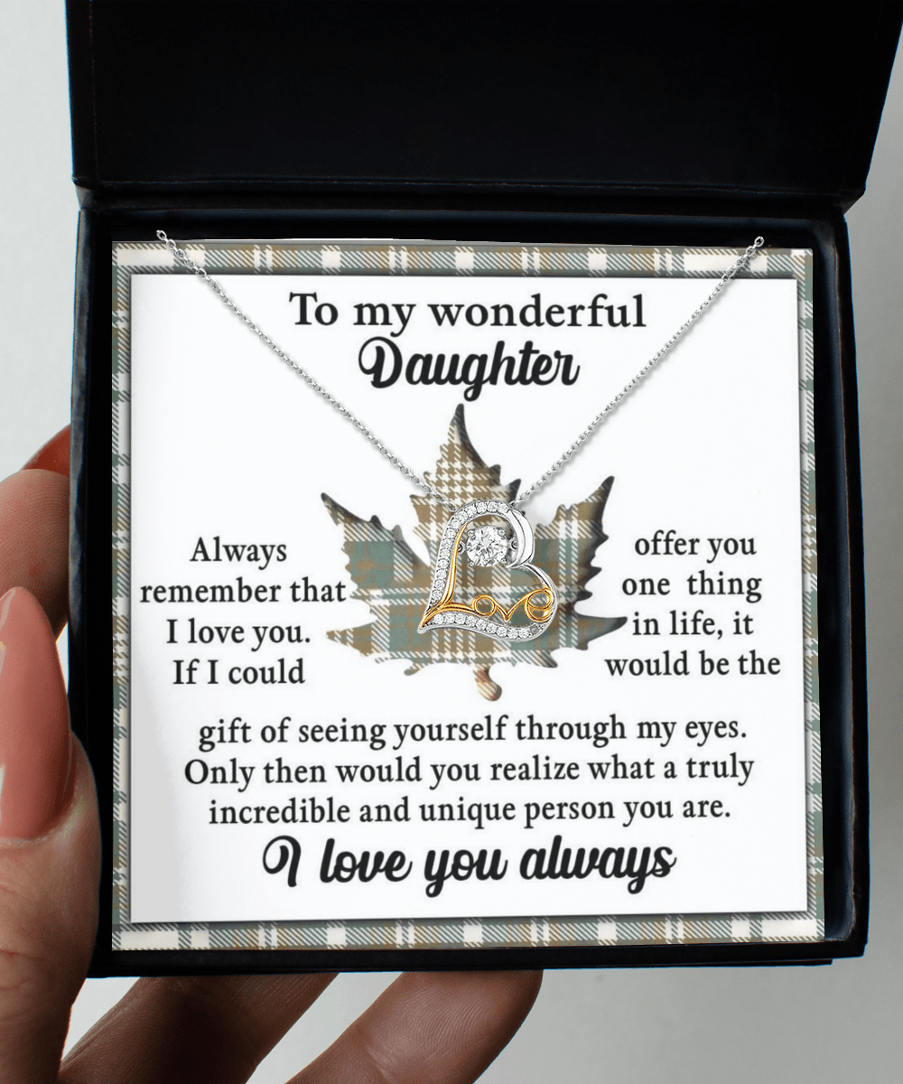 Daughter Birthday, Graduation, Christmas Inspirational Gift  - Through My Eyes - Love Dancing Heart Pendant Necklace - Mallard Moon Gift Shop