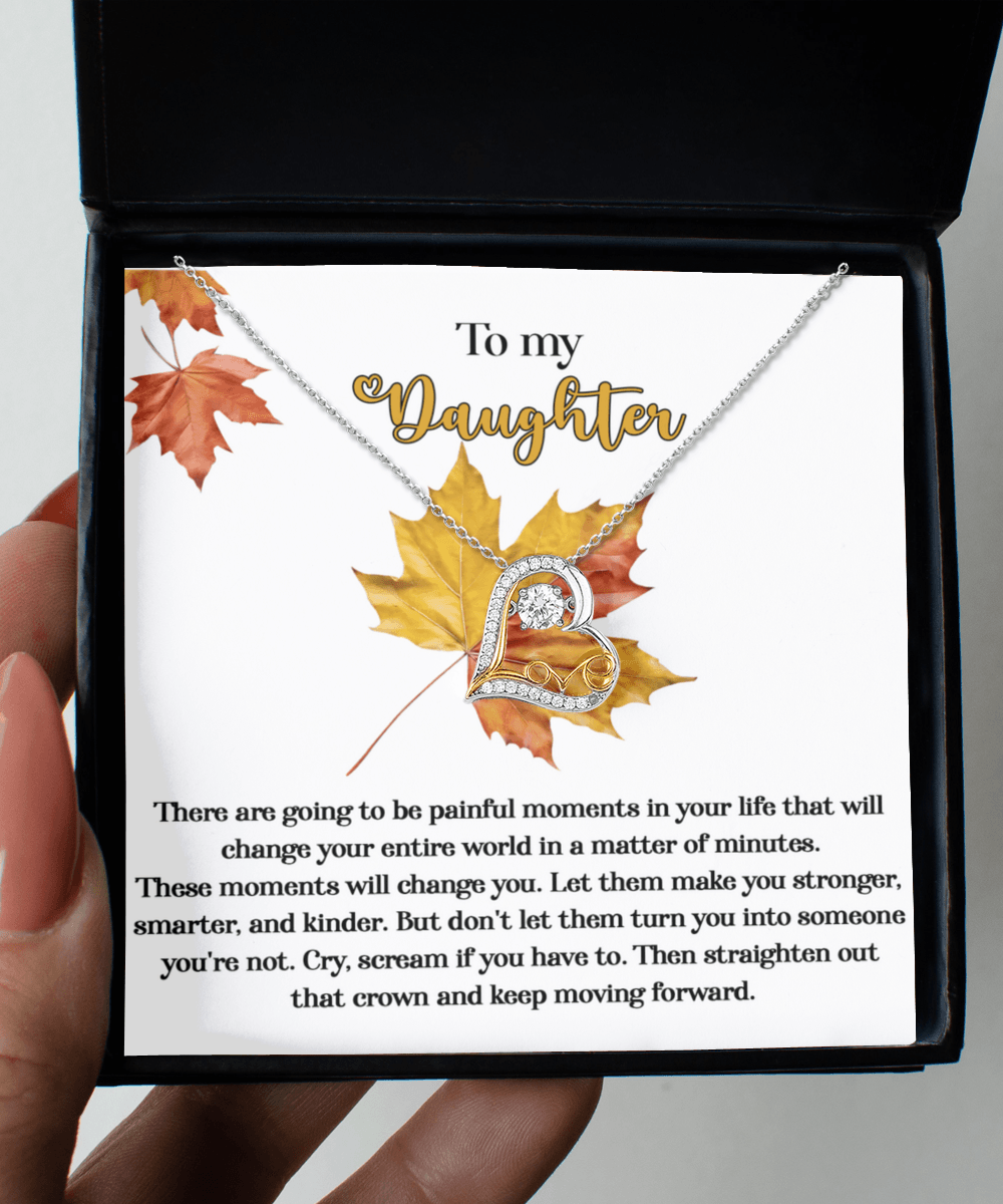 Daughter Birthday, Graduation, Christmas Inspirational Gift  - Make You Stronger - Love Dancing Heart Pendant Necklace - Mallard Moon Gift Shop