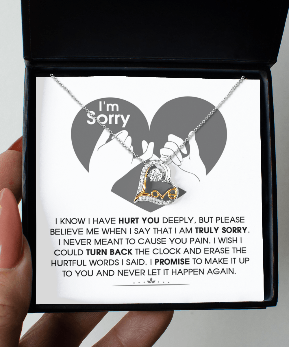 Apology Gift for Girlfriend, Wife, Soulmate - Sorry, Hurtful Words - Love Dancing Heart Pendant Necklace - Mallard Moon Gift Shop